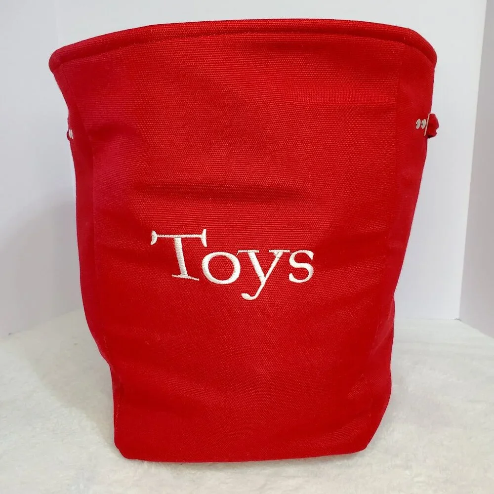 Burgandy Red Toy Storage Basket with Reinforced Handles Toy Organizer Basket